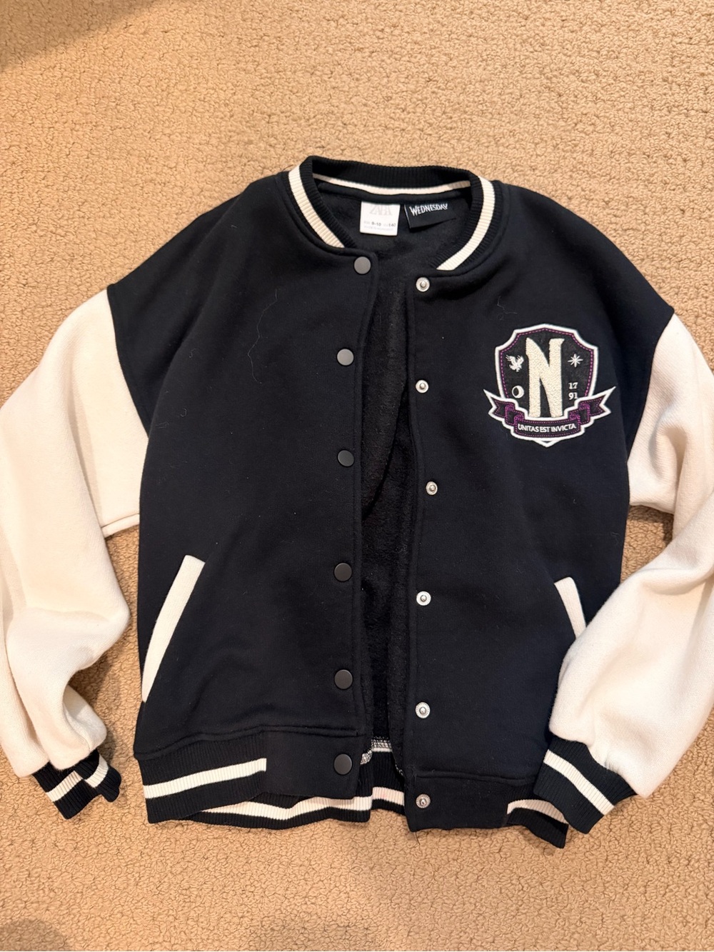 Zara Kids Black & Cream Letterman Jacket